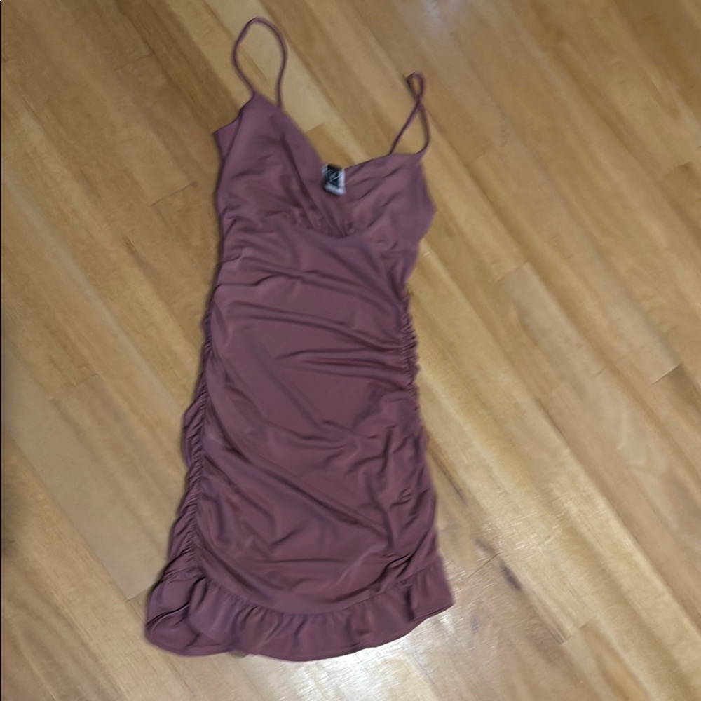 Ruched Mauve Slip Dress